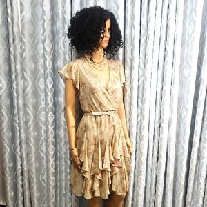 Ralph Lauren Cascading Ruffle Dress With Matching Belt